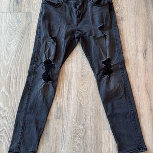 Hollister Black Ripped Skinny Jeans Taper Advanced Stretch